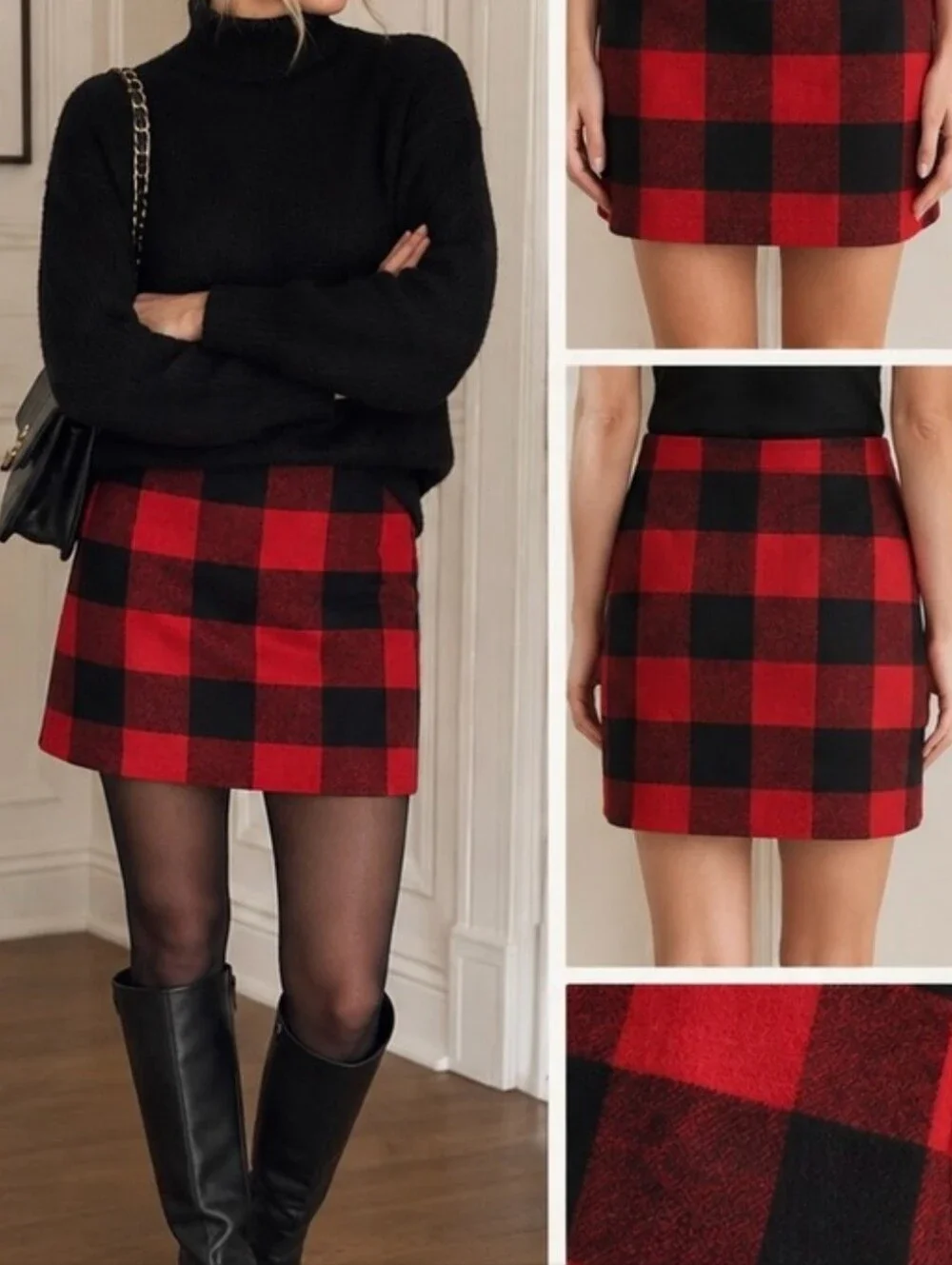 NWT $74 J.Crew Buffalo Check Plaid Skirt Mini Wool Blend